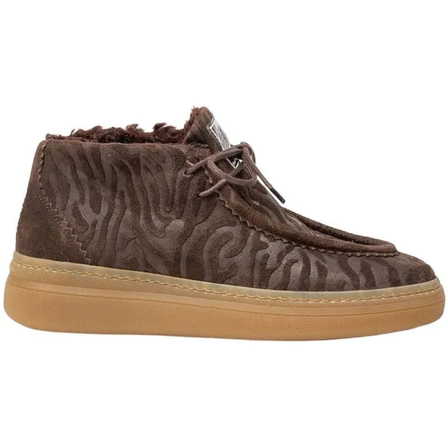 Floris Van Bommel suède veterboots met dierenprint - donkerbruin