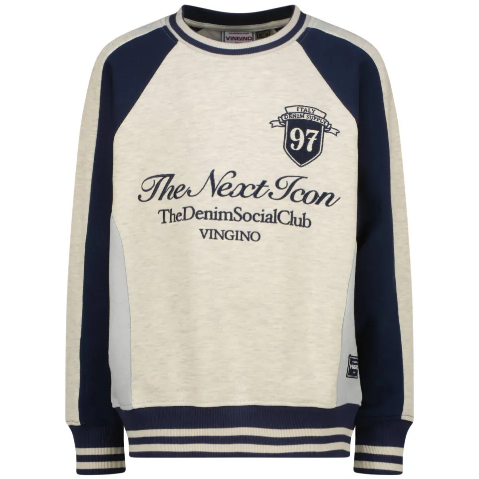 Vingino oversized sweater met print - beige/donkerblauw, foto 2