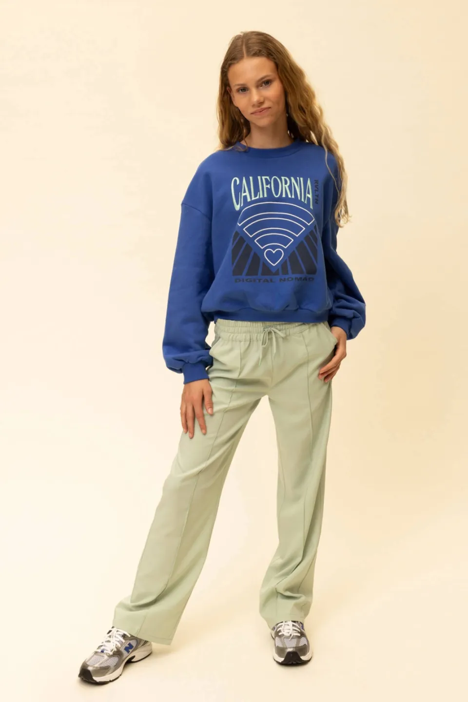 LOOXS 10sixteen straight casual broek mintgroen