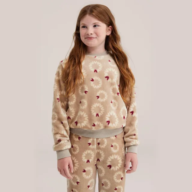 WE Fashion junior pyjama met print beige