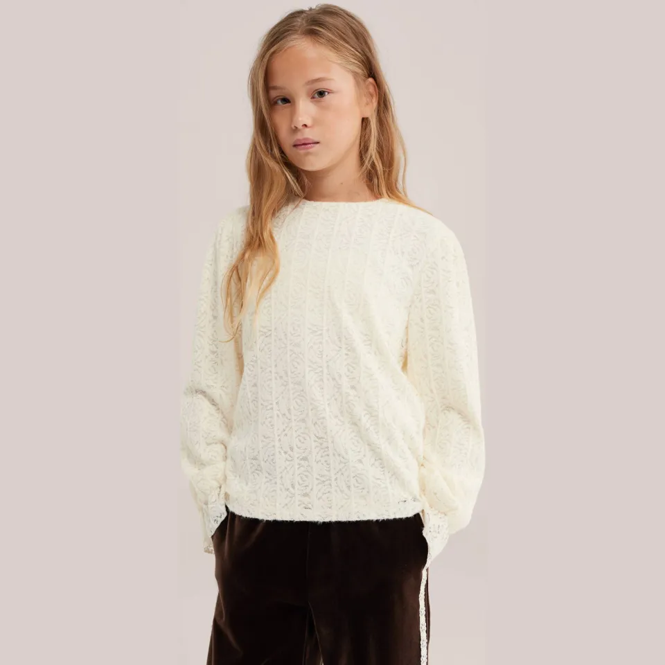 WE Fashion kanten blouse met ruches wit, foto 3