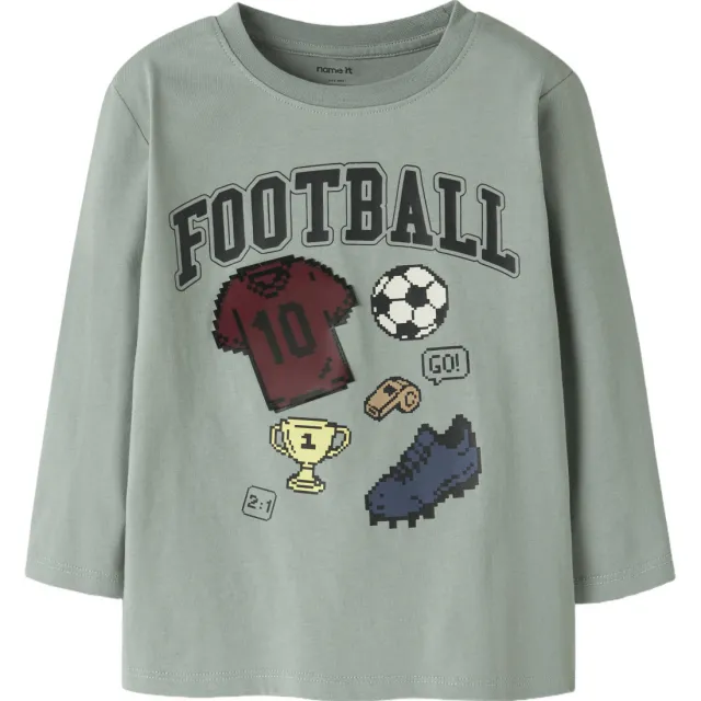 NAME IT MINI longsleeve met print zachtgroen