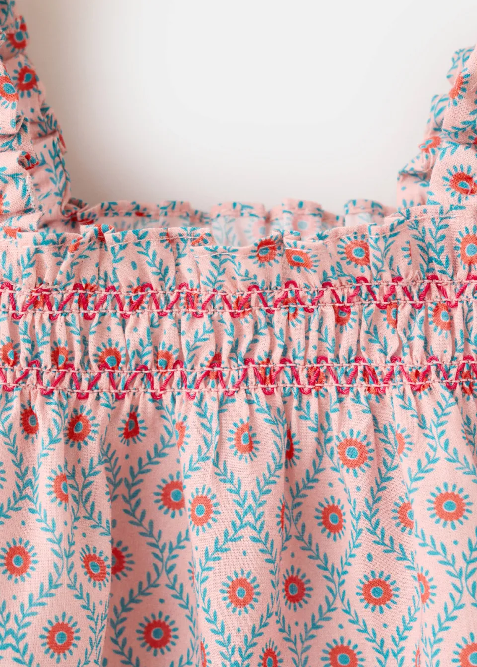 Mango Kids korte jurk met print en ruches roze, foto 3