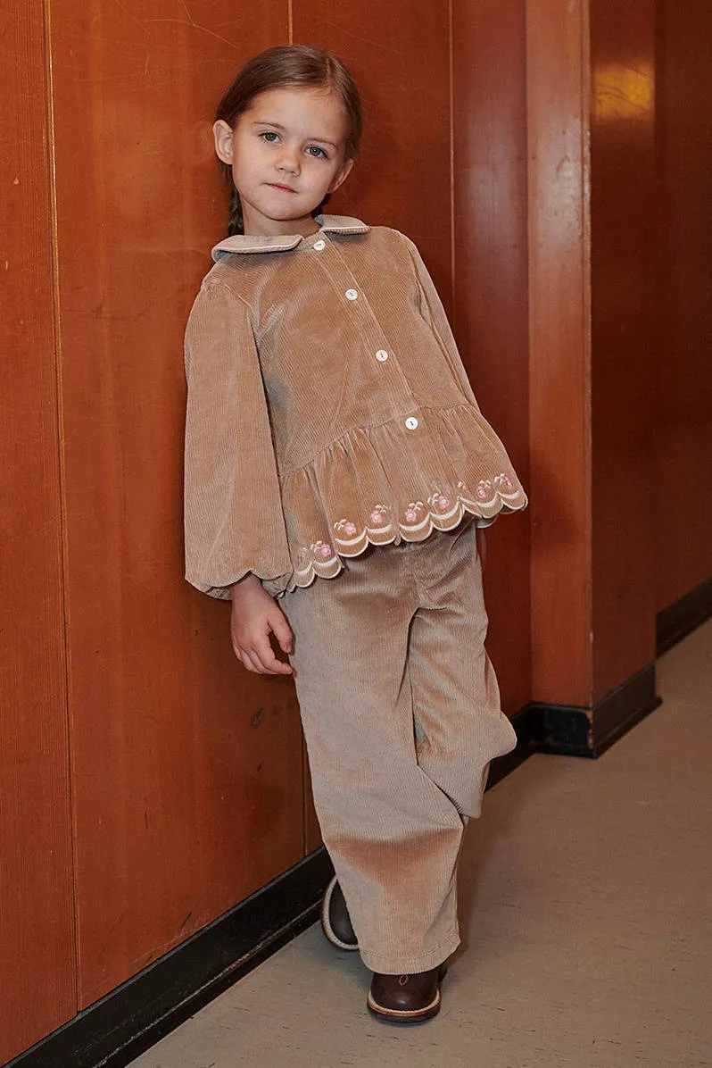 Copenhagen Colors corduroy blouse met borduursels beige, foto 6