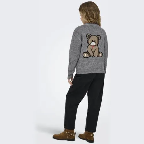 KIDS ONLY GIRL trui met backprint grijs melange gebreid, foto 3