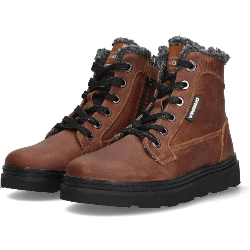 Vingino leren veterboots cognac, foto 4