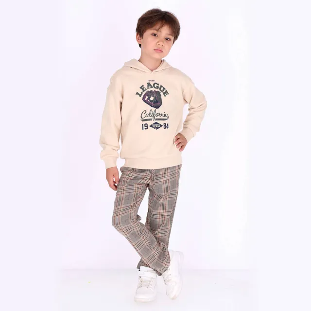 B.Nosy straight leg geruite casual broek beige/bruin