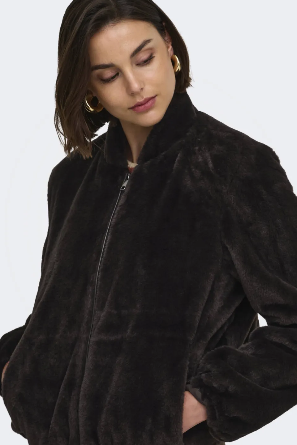JDY faux fur jas - bruin, foto 6
