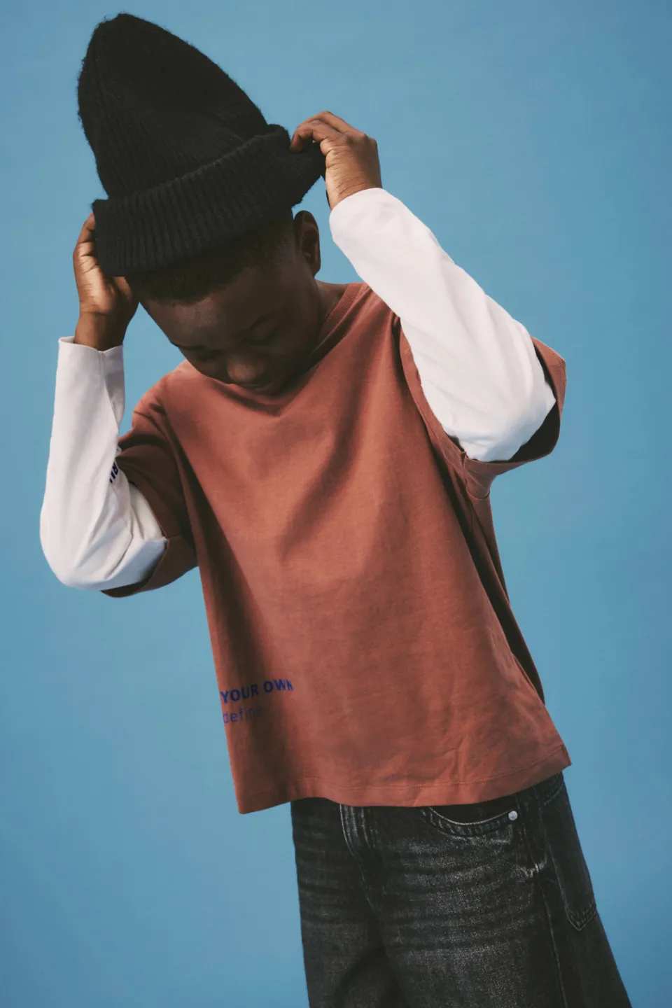 NAME IT KIDS longsleeve met tekst roodbruin