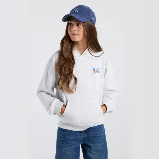 America Today hoodie met backprint - light grey light grey melange