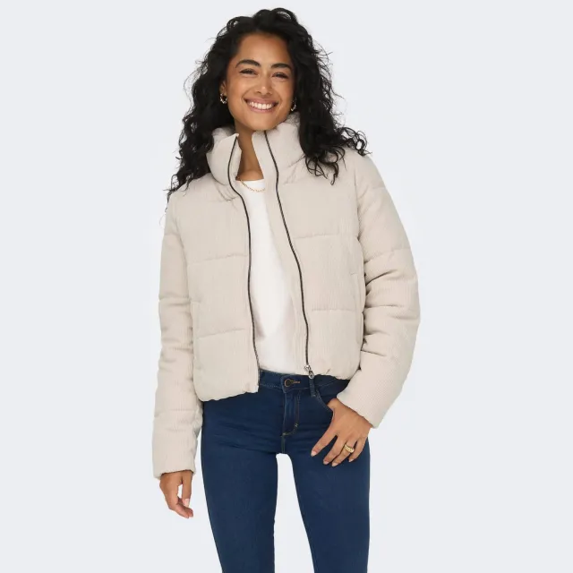 Only Newdolly corduroy gewatteerde jas ecru