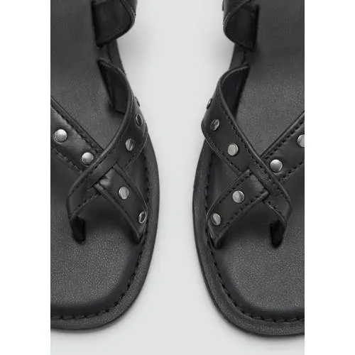 Mango TEEN leren sandalen zwart met studs, foto 6
