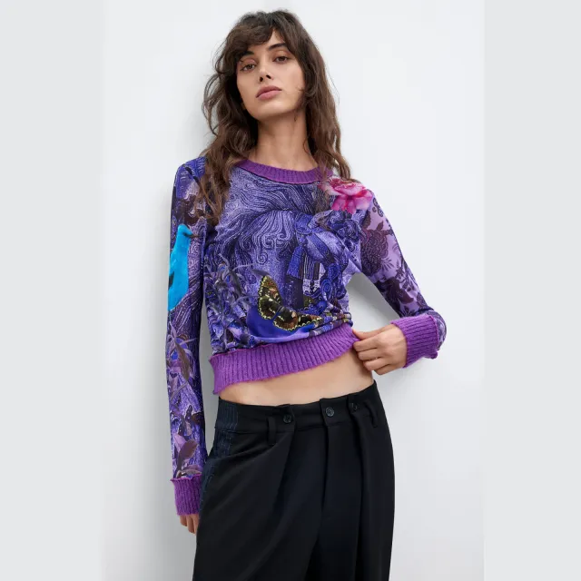 Desigual top met print - paars
