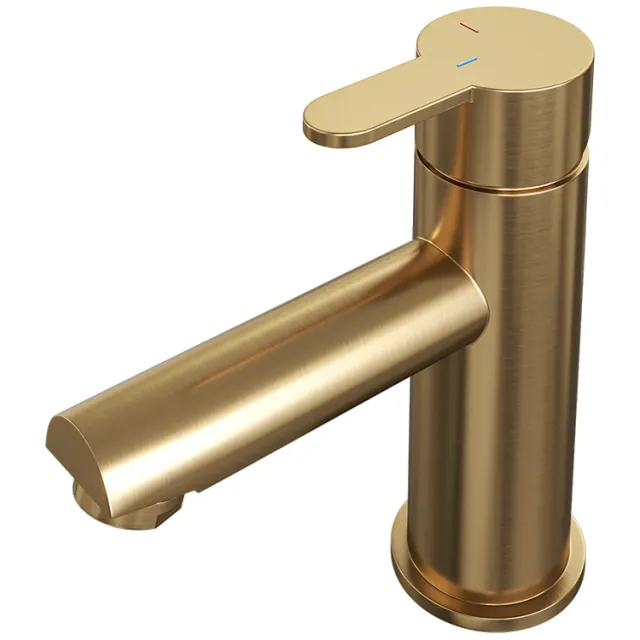 Brauer Wastafelmengkraan Brauer Gold Edition Coldstart Opbouw Laag Korte Platte Hendel Geborsteld Goud PVD