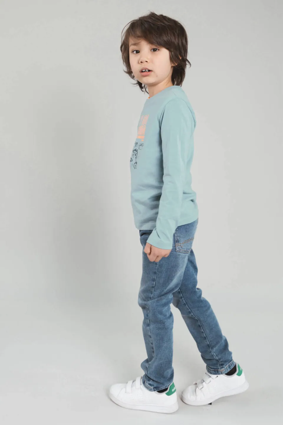 TYGO & vito jersey rechtvallende longsleeve met print lichtblauw, foto 3