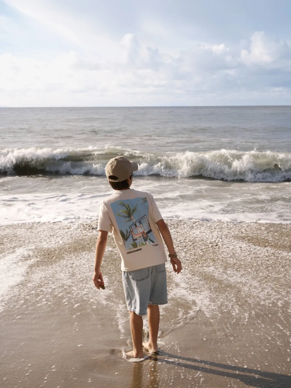 Abercrombie & Fitch jersey t-shirt taupe, foto 7