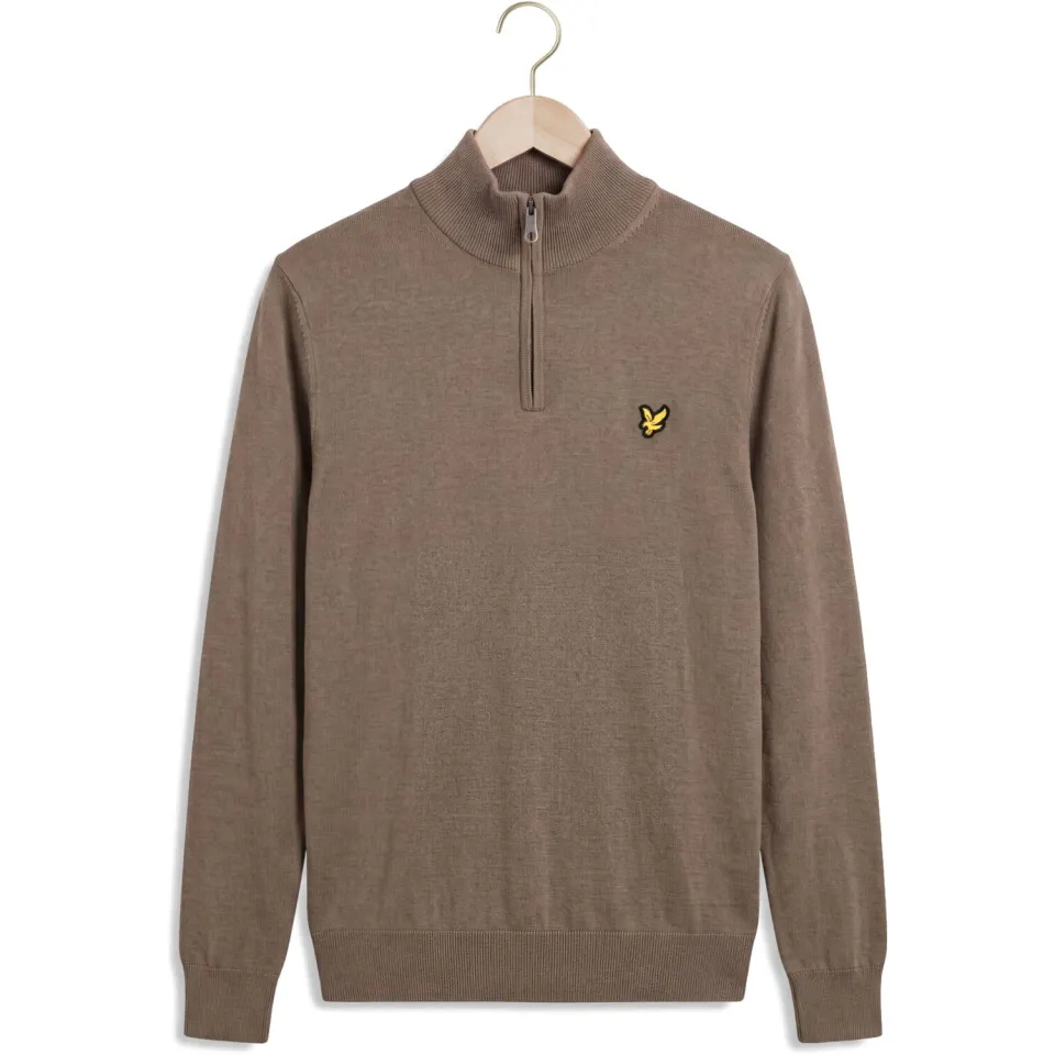 Lyle & Scott Heren Truien & Vesten Cotton Merino Quarter Zip Jumper - Bruin, foto 2