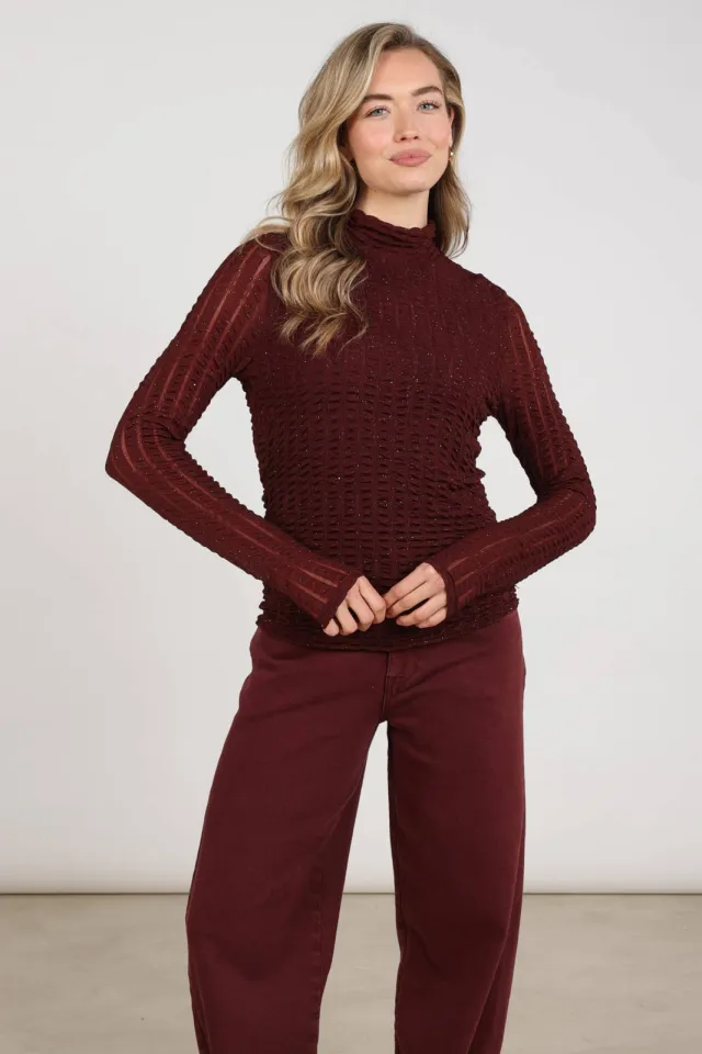 NUKUS Goldie top donkerrood
