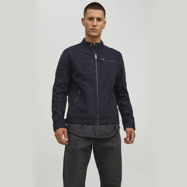 Jack & Jones ESSENTIALS imitatieleren bikerjack - zwart Jet Black