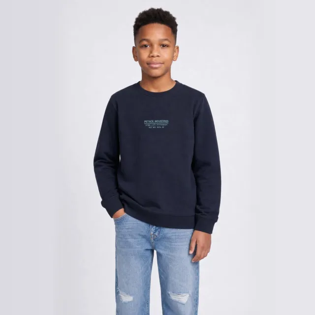 Petrol Industries rechtvallende sweater met print - marineblauw