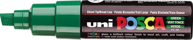 Posca marker met schuine punt schrijfdikte breed donkergroen