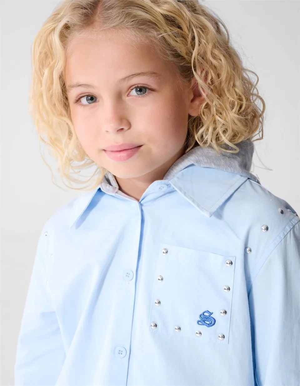 Shoeby blouse met capuchon lichtblauw lichtblauw/grijs, foto 6