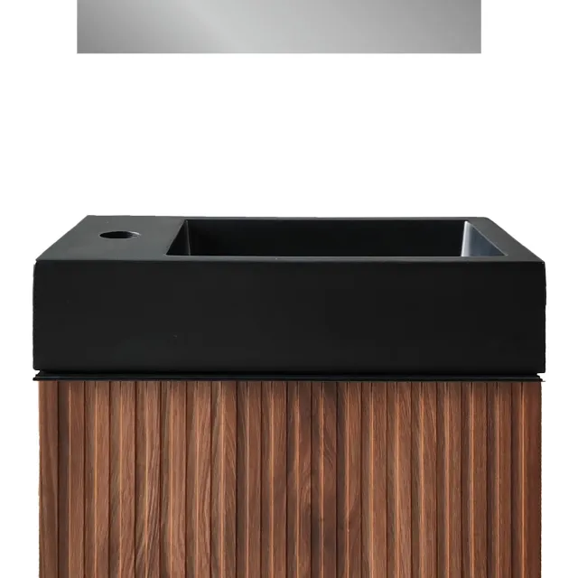 Boss & Wessing Wastafel BWS Sona Met Kraangat 40x22,5 cm Mat Zwart