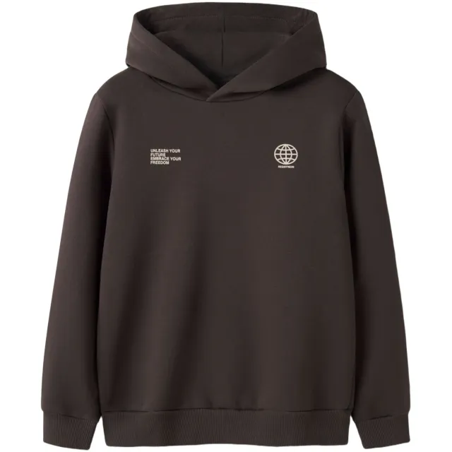 LMTD hoodie met backprint - donkerbruin