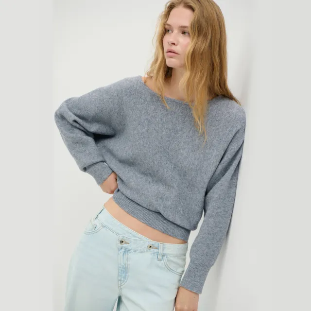 Mango TEEN gebreide trui met wol - grijs