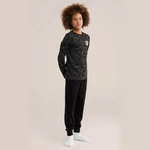 WE Fashion pyjama met print zwart/grijs, foto 3