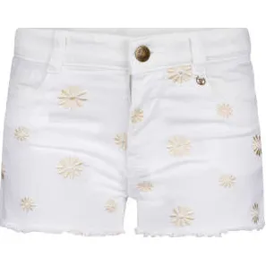 Retour Jeans gebloemde denim short wit Offwhite