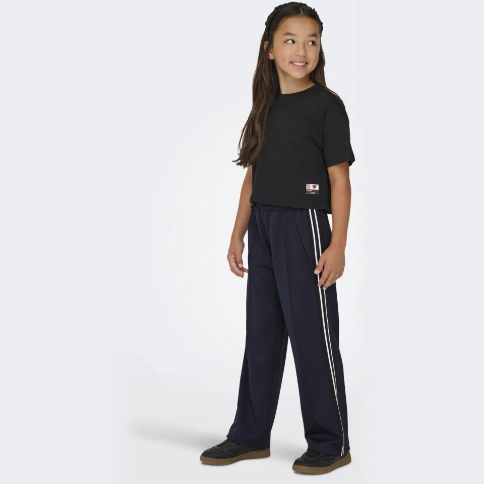 Only wide leg casual broek donkerblauw