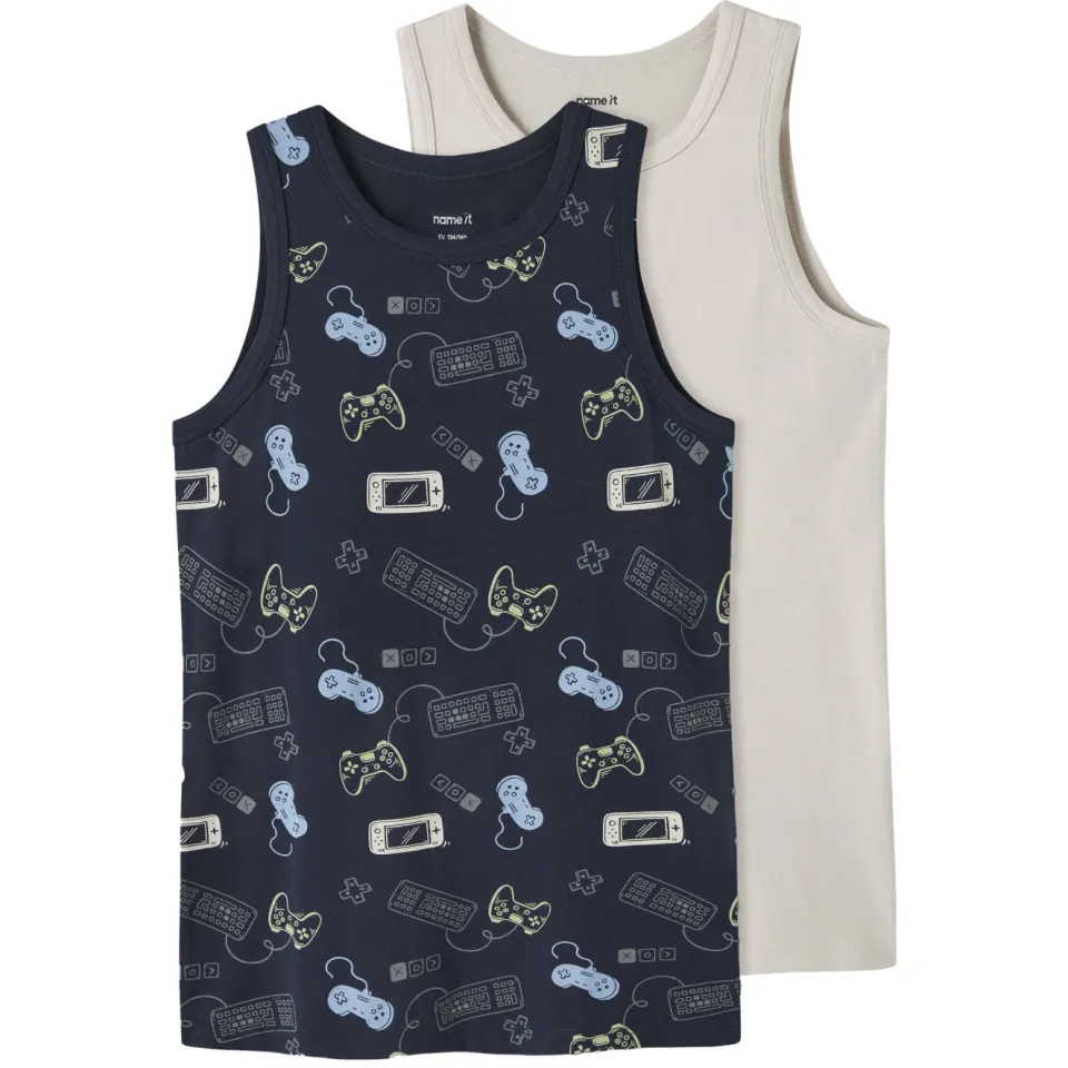 NAME IT KIDS hemd donkerblauw/ecru set van 2, foto 2