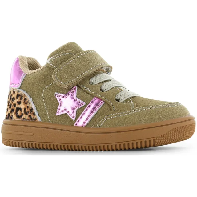 Go Banana's sneakers met panterprint - kaki/roze/beige