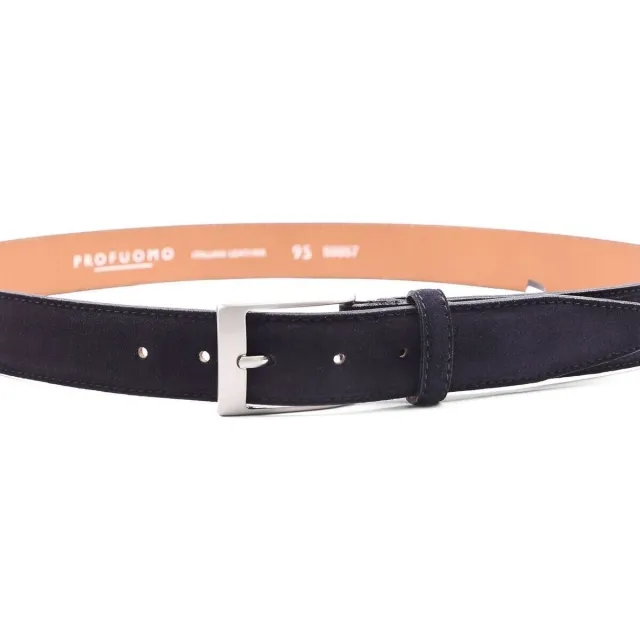Profuomo suède riem donkerblauw