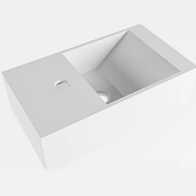 Fontein Mondiaz Tyne 40 cm Solid Surface Positie Rechts 1 Kraangat Talc, foto 2