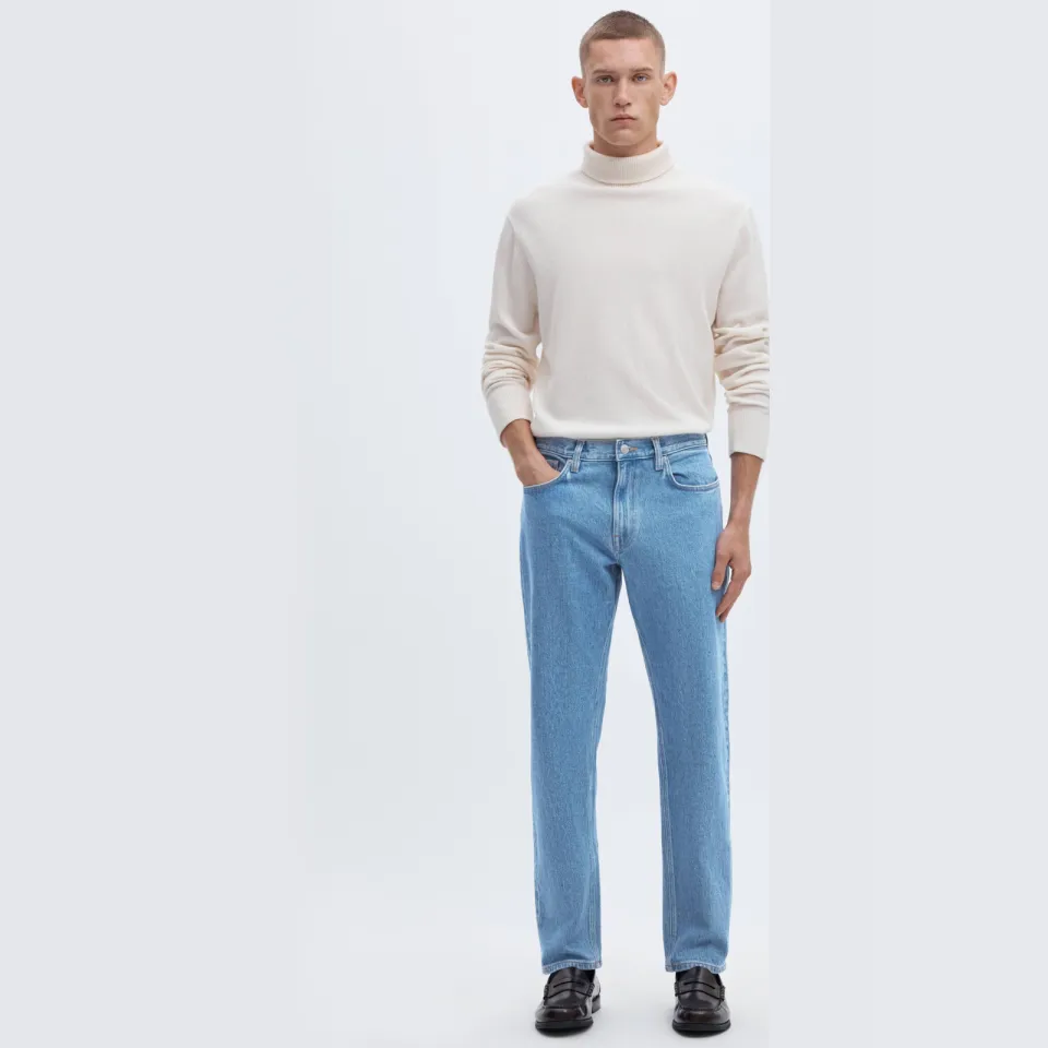 Selected straight leg jeans - light blue denim