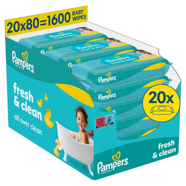 Pampers Fresh Clean babydoekjes - 20 x 80 doekjes