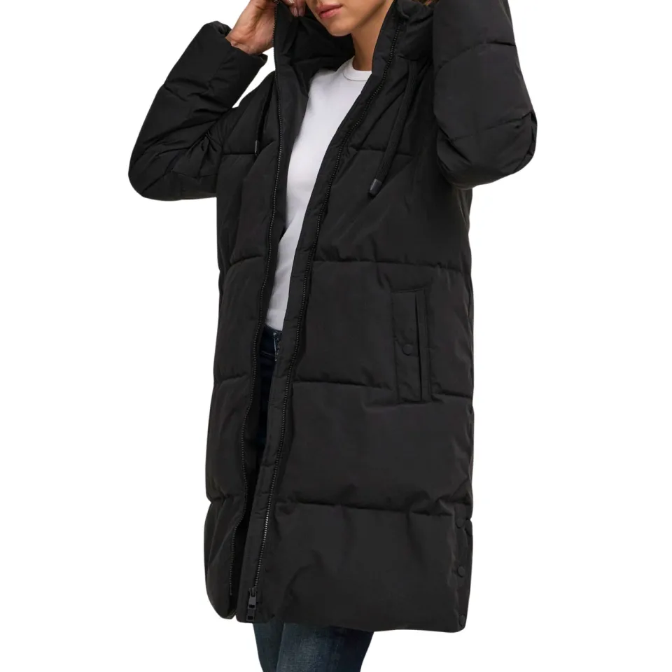 JDY Blair long hooded puffer winterjas zwart, foto 5