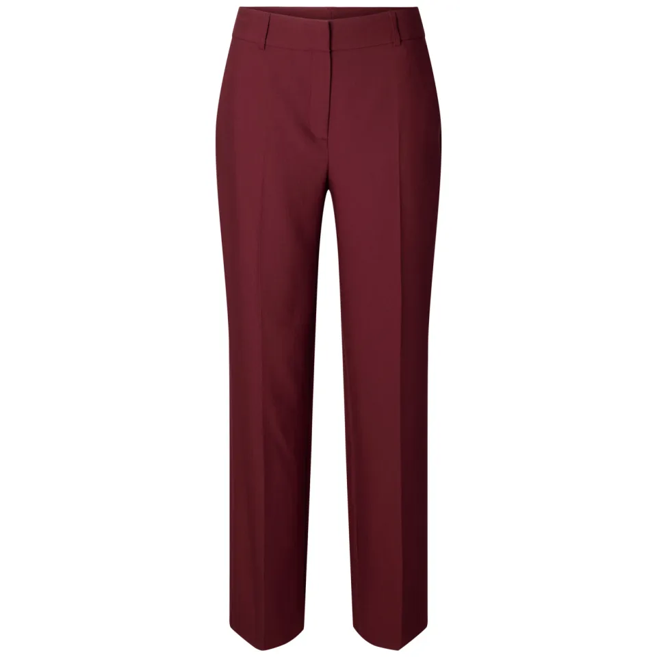 Selected wide leg casual broek - donkerrood, foto 2
