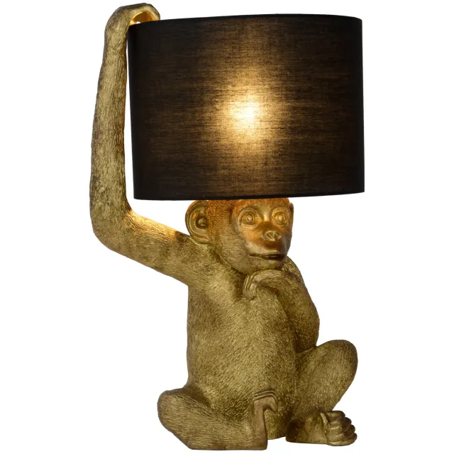 Lucide EXTRAVAGANZA CHIMP - Tafellamp - Ø 30 cm - 1xE14 - Zwart Zwart, Goud