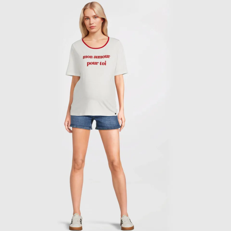 LOVE2WAIT low waist zwangerschapsshort stonewashed blauw