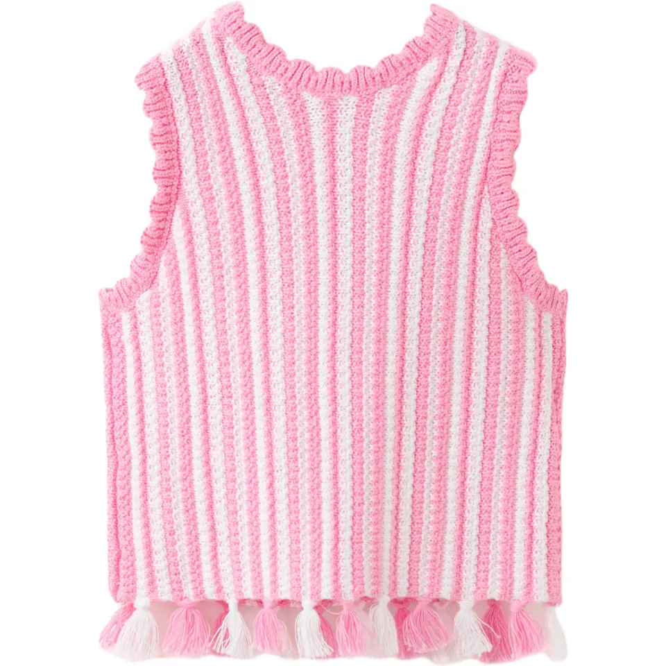 Mango Kids gestreepte gebreide top roze, foto 3