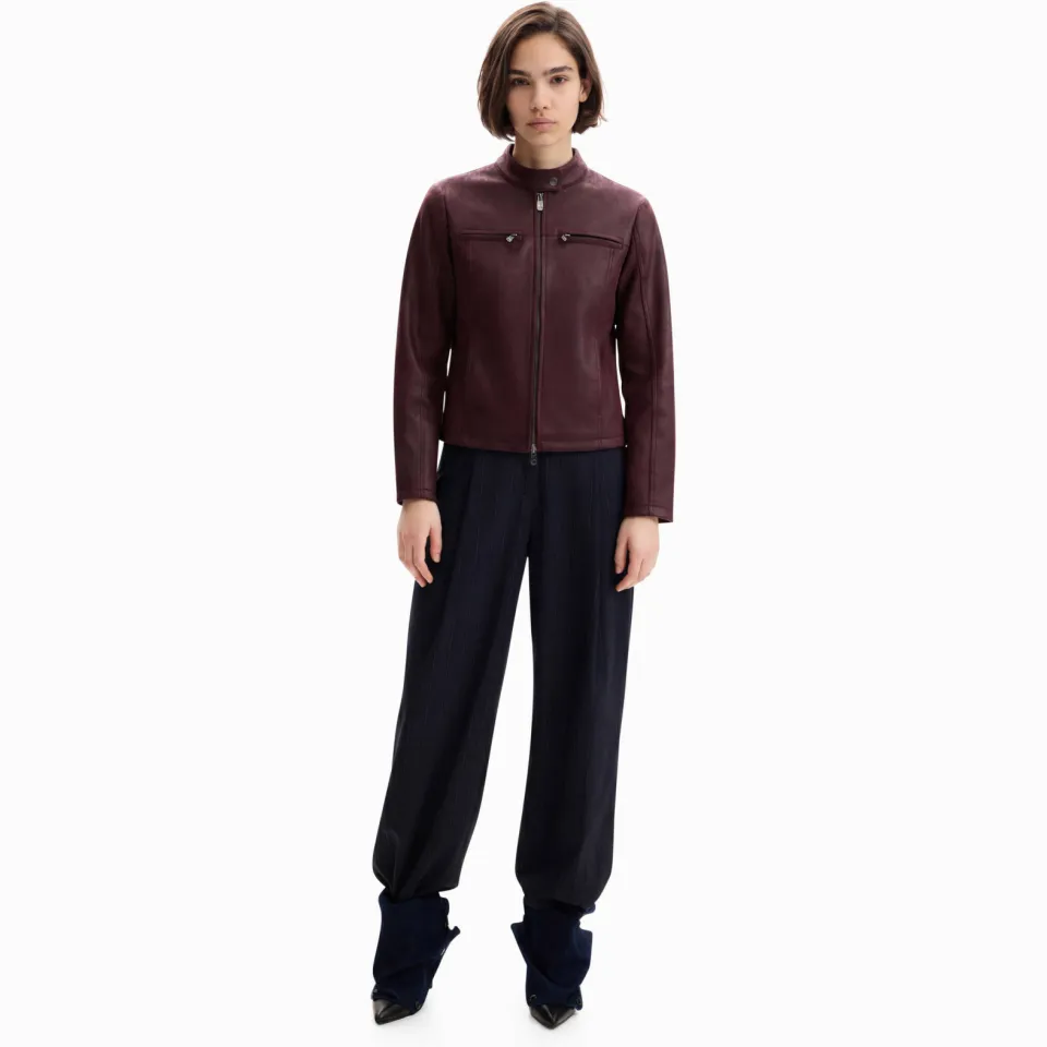 Desigual imitatieleren jas - donkerrood