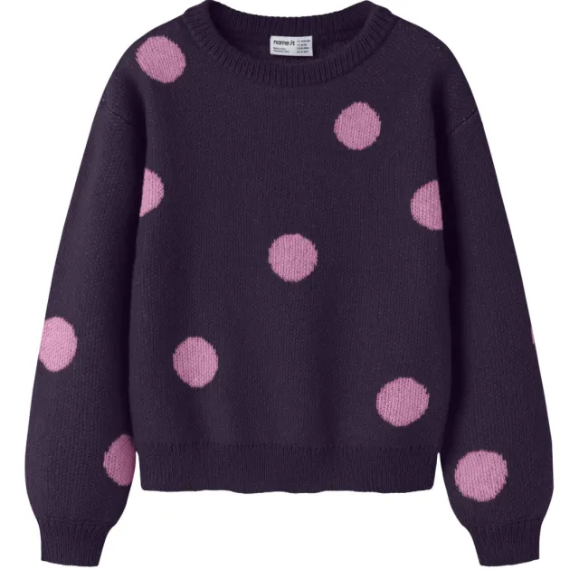 NAME IT KIDS gebreide trui met stippen - paars