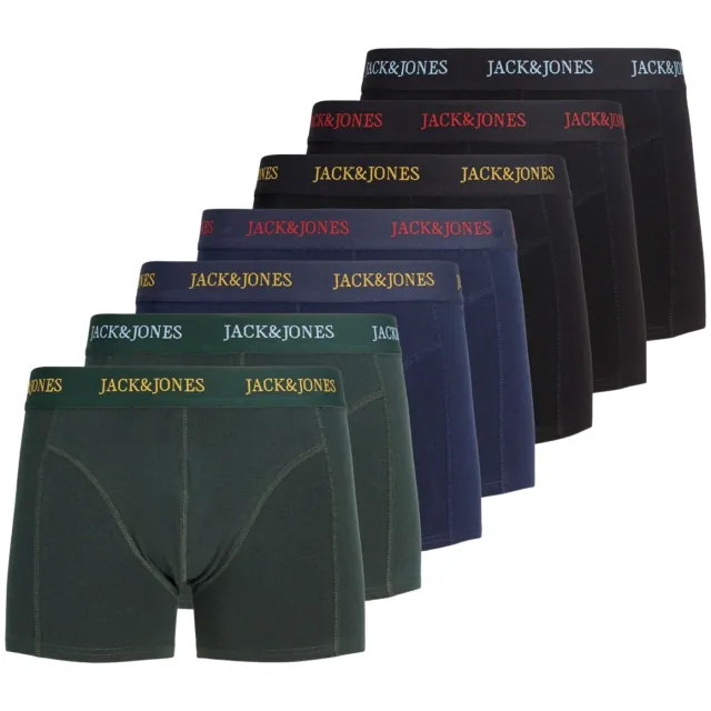 Jack & Jones Blaze Solid Trunks Boxershorts Junior (7-pack) Zwart/donkerblauw/donkergroen