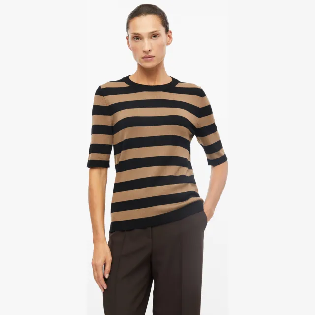 S.Oliver BLACK LABEL gebreide gestreepte trui - beige Beige gemêleerd