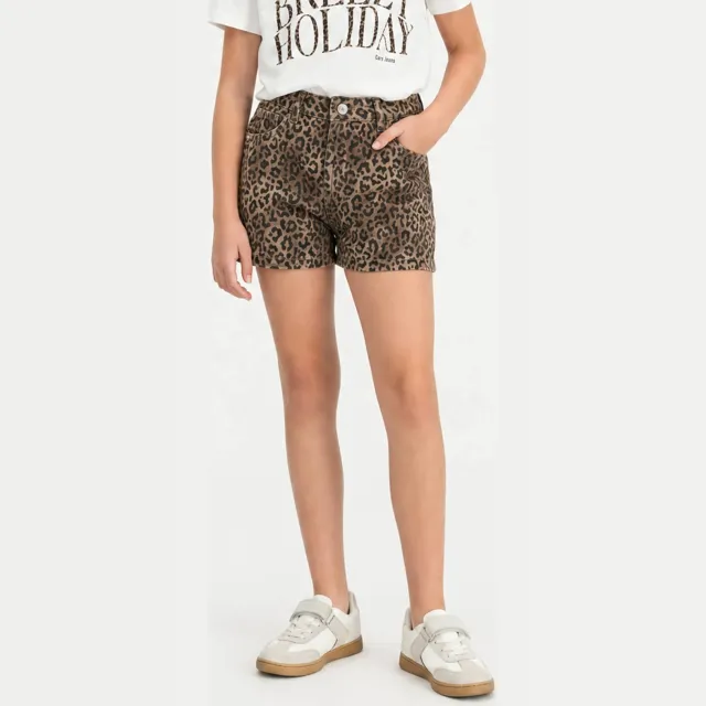 Cars korte broek met panterprint bruin