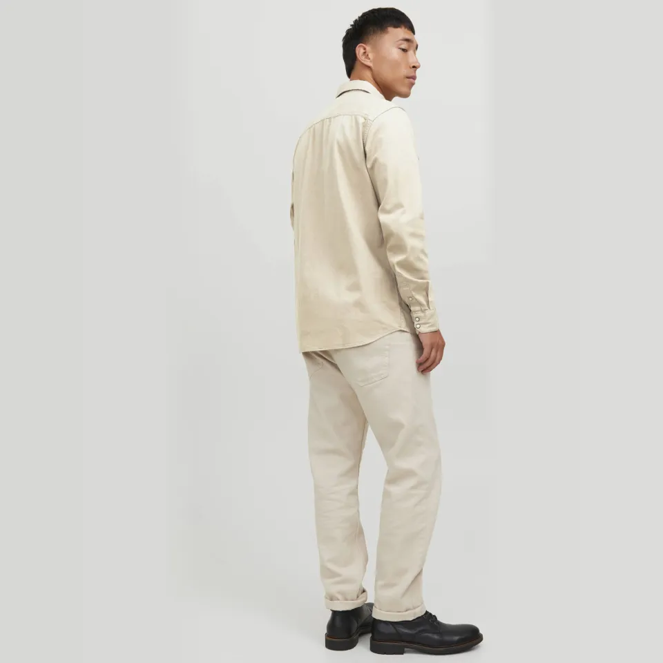 Jack & Jones ESSENTIALS regular casual overhemd beige, foto 6