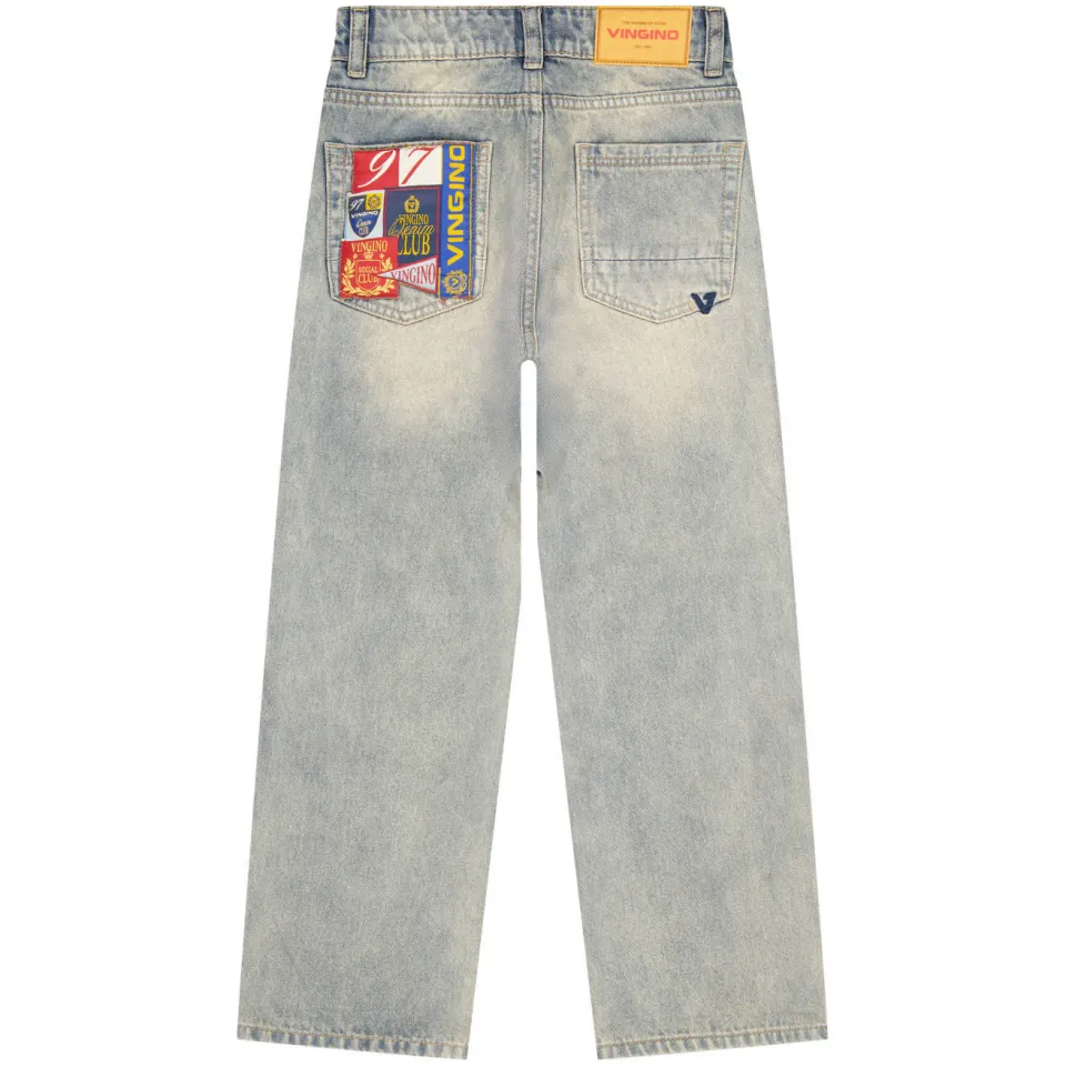 Vingino Gino label relaxed fit straight leg jeans - lichtblauw, foto 3